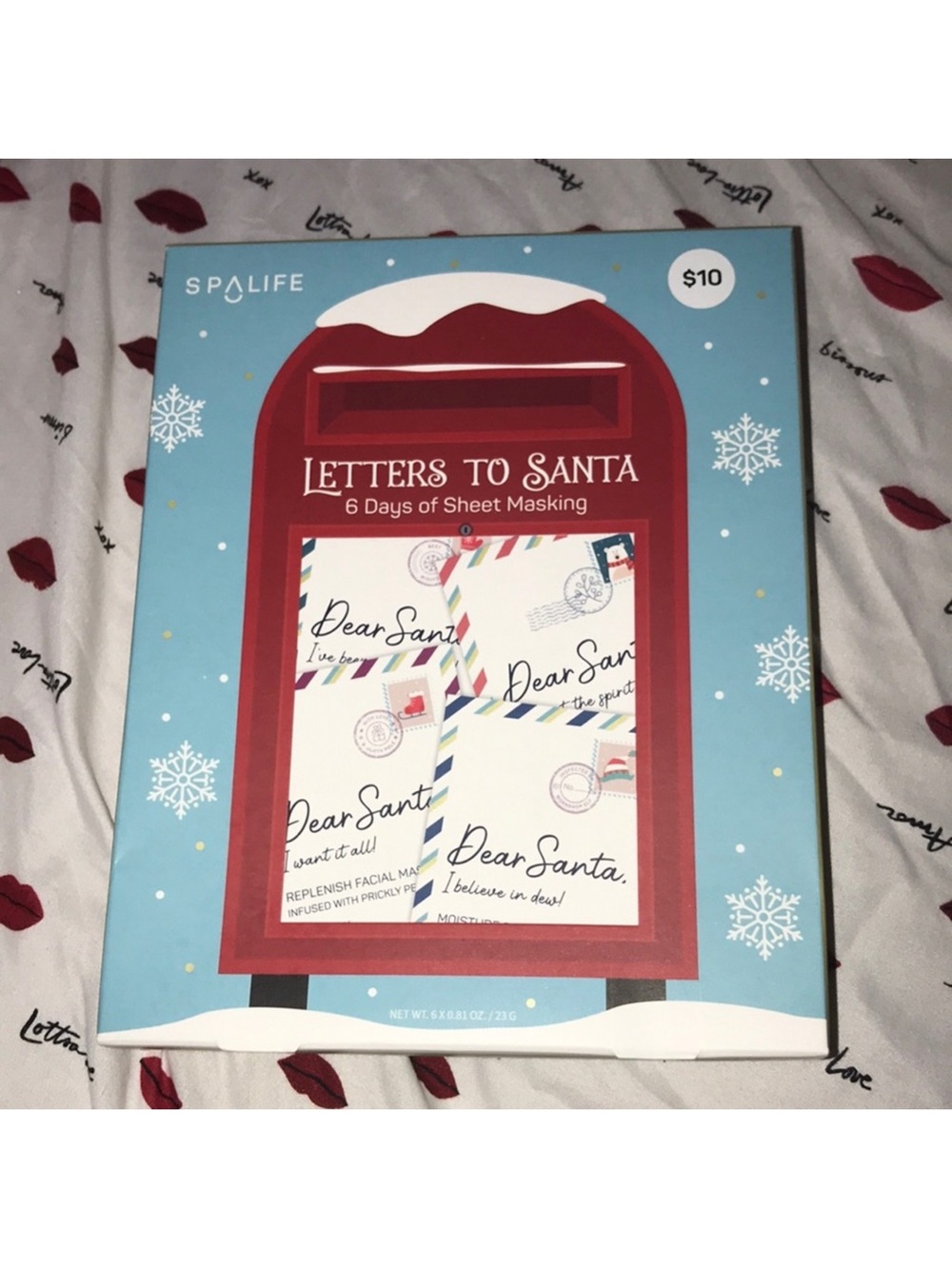 Spalife Letters to Santa 6 days of masks Red Holiday Sheet Mask Set New